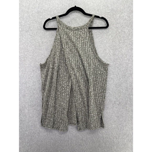 Kaileigh Women's Tank Open Slit Back Sleeveless Taupe Size Large Ribbed - Picture 3 of 7